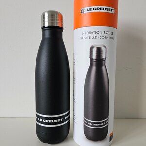 NIB LE CREUSET Black Stainless Steel Water Bottle 0.5L 24 Hours Cold 12 Hot